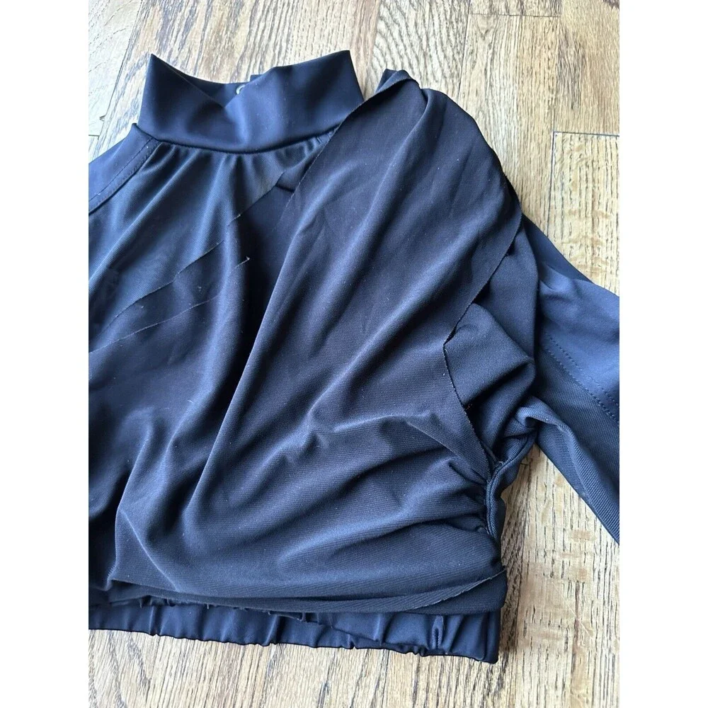 Balera Girls Shirred Long Sleeve Black Dance Top Costume‎ MT11825 Size LC EUC